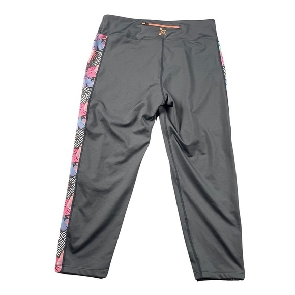 Orange theory Workout Leggings Gray with Floral • XL - Picture 2 of 6